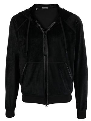 TOM FORD velour zipped hoodie - Black