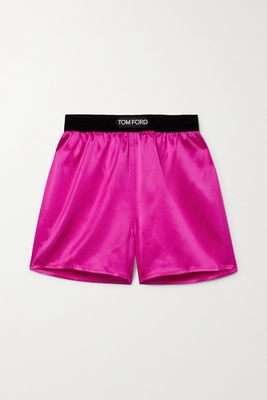 TOM FORD - Velvet-trimmed Stretch-silk Satin Shorts - Pink