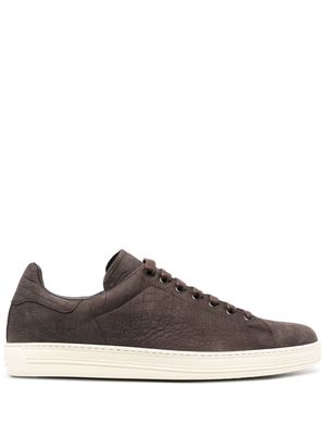 TOM FORD Warwick crocodile-effect sneakers - Brown