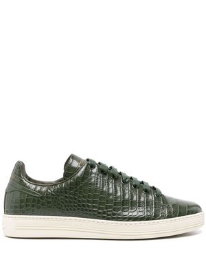TOM FORD Warwick crocodile-embossed leather sneakers - Green