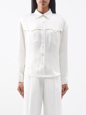 Tom Ford - Western-yoke Satin Shirt - Womens - Cream