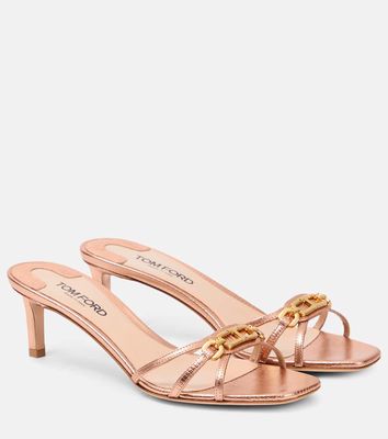 Tom Ford Whitney T metallic leather mules