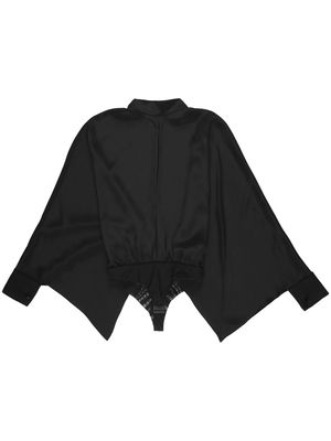 TOM FORD wide-sleeve silk bodysuit - BLACK