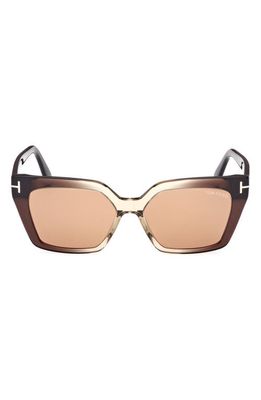 TOM FORD Winona 53mm Gradient Polarized Cat Eye Sunglasses in Shiny Beige /Brown