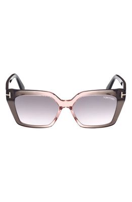 TOM FORD Winona 53mm Gradient Polarized Cat Eye Sunglasses in Shiny Grey Rose /Rose Mirror