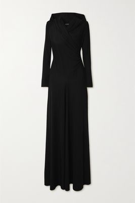 TOM FORD - Wrap-effect Draped Jersey Hooded Maxi Dress - Black