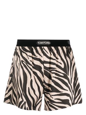 TOM FORD zebra-print silk boxers - Neutrals