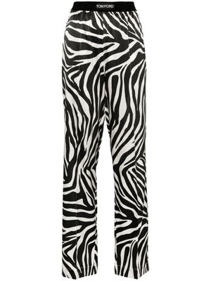 TOM FORD zebra-print silk trousers - Black