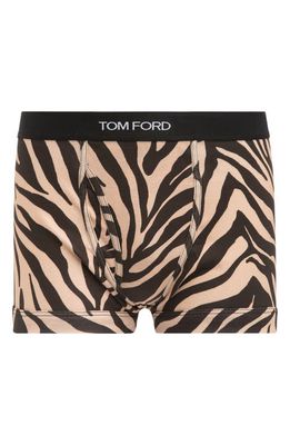 TOM FORD Zebra Stripe Cotton Stretch Boxer Briefs in Antique Brown