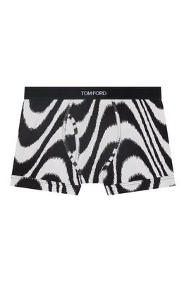 TOM FORD Zebra Stripe Cotton Stretch Jersey Boxer Briefs in Black/Ivory