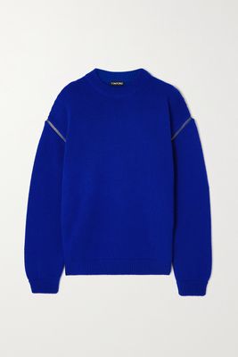 TOM FORD - Zip-detailed Cashmere Sweater - Blue