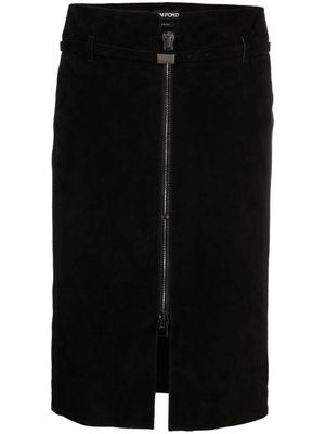 TOM FORD zip-front suede skirt - Black