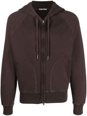 TOM FORD zip-up cotton hoodie - Brown