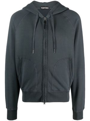 TOM FORD zip-up cotton hoodie - Grey