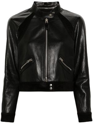 TOM FORD zip-up leather biker jacket - Black