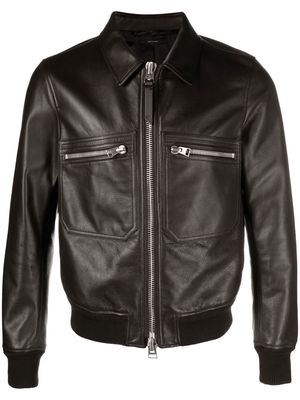 TOM FORD zip-up leather jacket - Brown