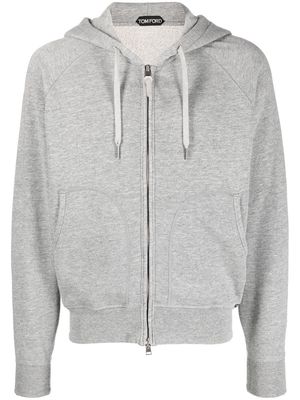 TOM FORD zipped drawstring hoodie - Grey