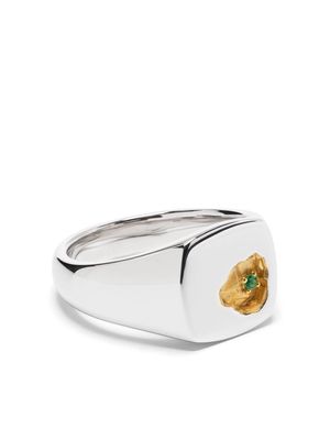 Tom Wood 14kt yellow gold emerald signet ring - Silver