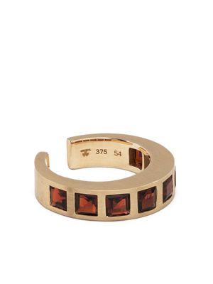 Tom Wood 9kt yellow gold Arch Square garnet ring