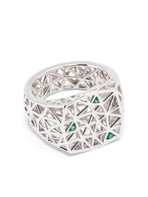 Tom Wood mesh-panelling sterling silver ring