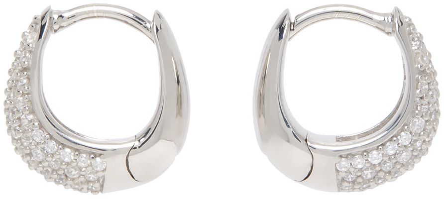 Tom Wood Silver Ice Huggies Pave Hoop Earrings