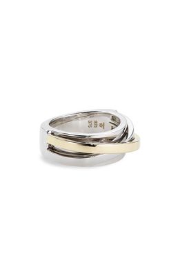 Tom Wood Slim Orb Duo Recycled Sterling Silver Ring in 925 Sterling Silver/9K Gold