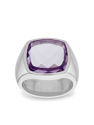 Tom Wood sterling silver Shelby amethyst signet ring