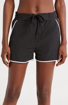 TomboyX 2.5-Inch High Waist Board Shorts in Black Novelty 