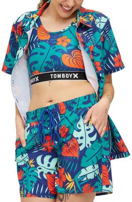 TomboyX Cabana Short Sleeve Button-Up Shirt in Island Shade