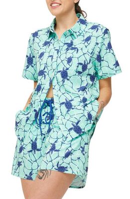 TomboyX Cabana Short Sleeve Button-Up Shirt in Save The Turtles 