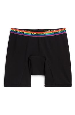TomboyX First Line Stretch Cotton Period 9-Inch Boxer Briefs in Black Rainbow