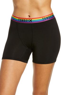 TomboyX Gender Inclusive Stretch Modal 4.5-Inch Trunks in Black Rainbow