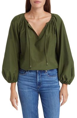 Tommy Bahama Agua Amara Cotton & Silk Peasant Top in Palm Verde