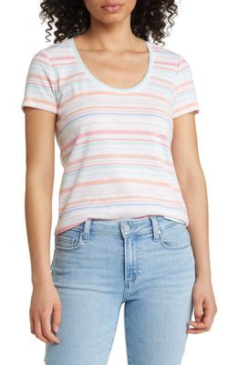 Tommy Bahama Ashby Isles Paloma Stripe Scoop Neck T-Shirt in Peach Bud