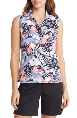 Tommy Bahama Aubrey Delicate Floral IslandZone Sleeveless Polo in Black