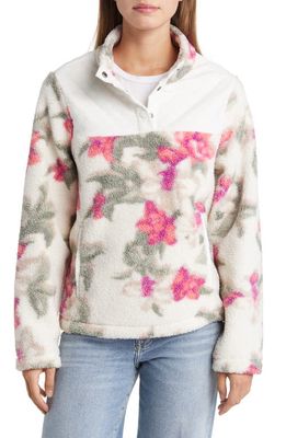Tommy Bahama Beachway Blooms Floral Snap Placket Fleece Pullover in Coconut