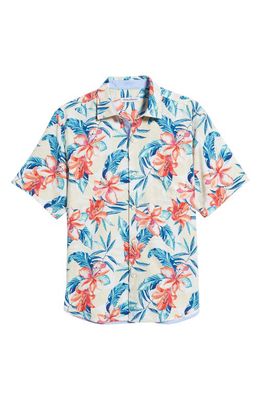 Tommy Bahama Breeze Beach Blooms Short Sleeve Silk Button-Up Shirt in Continental