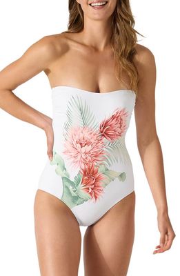 Tommy Bahama Breezy Botanical Strapless One-Piece Swimsuit in White