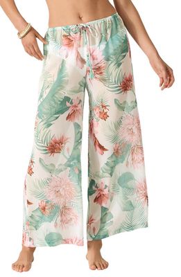 Tommy Bahama Breezy Botanical Wide Leg Cover-Up Pants in White/Green