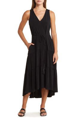 Tommy Bahama Carmela Sleeveless Tiered High-Low Dress in Black