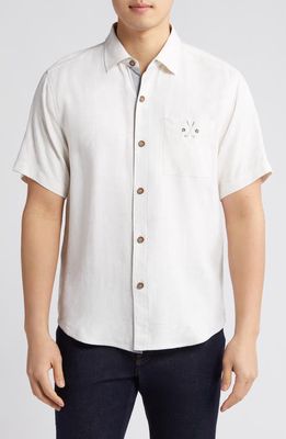 Tommy Bahama Club Scene Short Sleeve Silk Graphic Button-Up Shirt in Continental