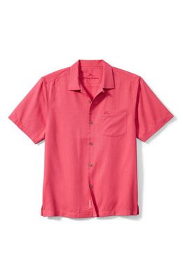 Tommy Bahama Coastal Breeze Silk Blend Button-Up Shirt in Carmine Pink