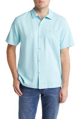 Tommy Bahama Coastal Breeze Silk Blend Button-Up Shirt in Hummingbird Blue