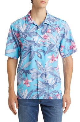 Tommy Bahama Coconut Point Floral Breeze Short Sleeve Button-Up Camp Shirt in River Blue