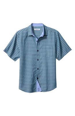 Tommy Bahama Coconut Point IslandZone Brava Check Stretch Short Sleeve Button-Up Shirt in Dk Blue Muse