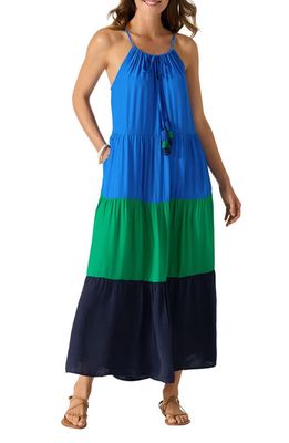 Tommy Bahama Colorblock Tiered Midi Sundress in Beaming Blue