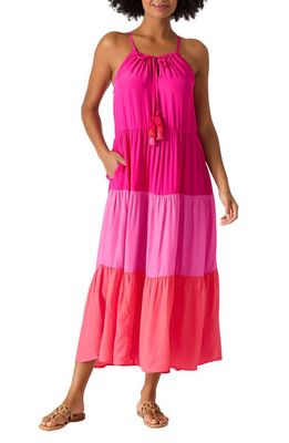 Tommy Bahama Colorblock Tiered Midi Sundress in Pink Maui