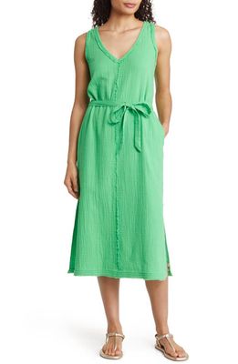 Tommy Bahama Coral Island Sleeveless Cotton Gauze Midi Dress in Green Continent