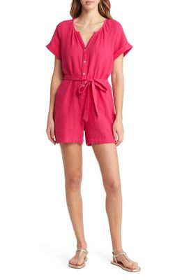 Tommy Bahama Coral Isle Cotton Romper in Bright Rose