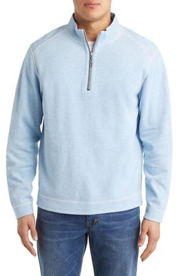 Tommy Bahama Costa Flora Cotton Blend Half Zip Pullover in Infinity Pool Hthr